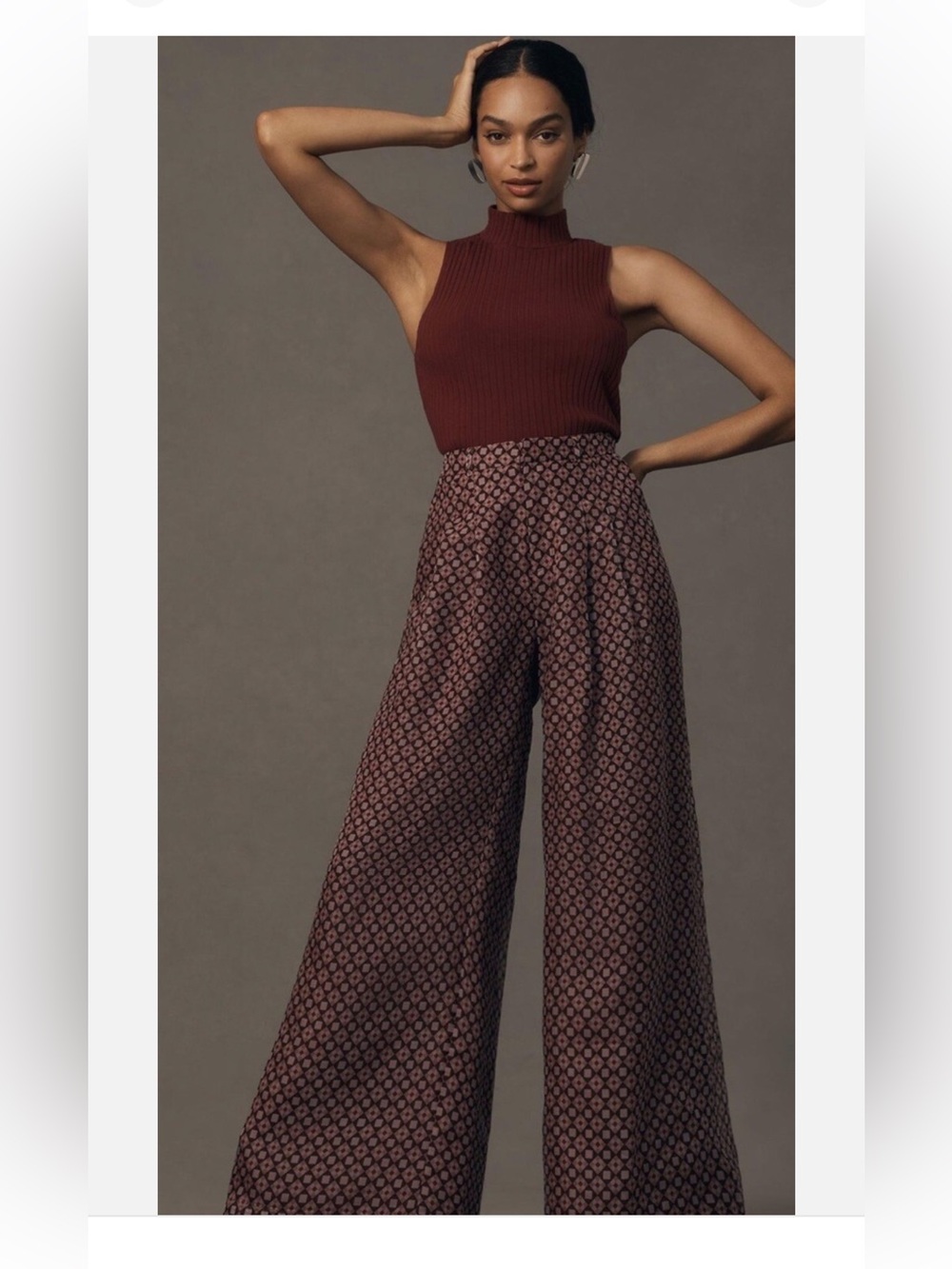 NWT Maeve by Anthropologie ‘The Avery’ Printed Wide-Leg 100% Silk Pants